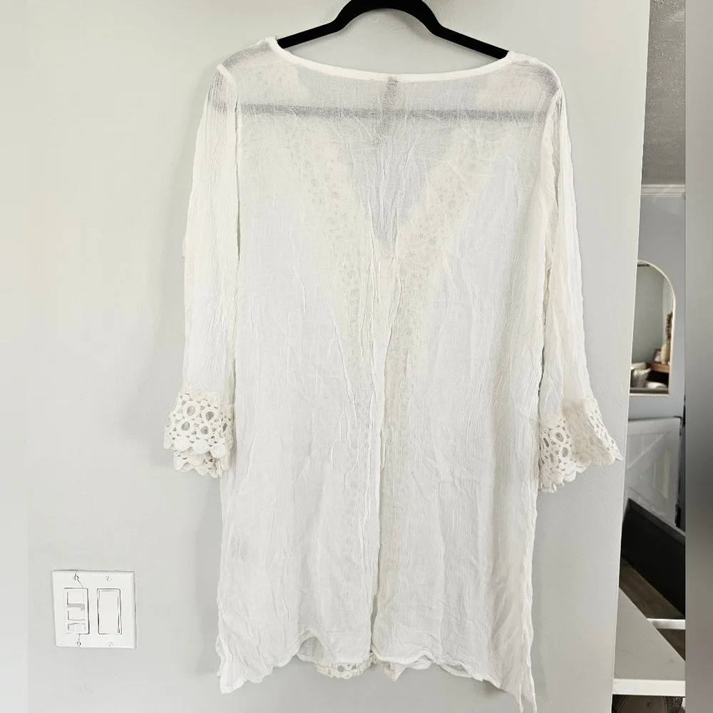 White  Crochet Trim Cover Up | SZ 1x